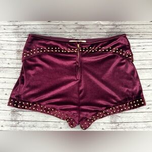 Understated Free People Leather Shorts with Studs Women’s Size XL Burgundy